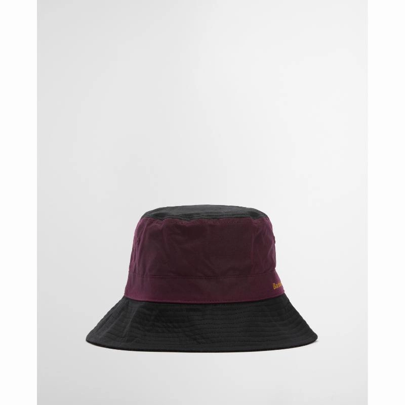 Hot Sale Frenzy Barbour Brackley Wax Ladies Bucket Hat - Merlot/Black