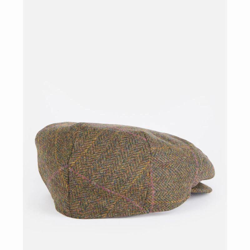Barbour Cairn Mens Waterproof Tweed Flat Cap - Olive/Purple/Red Clearance Sale Now Instant Hot Deal