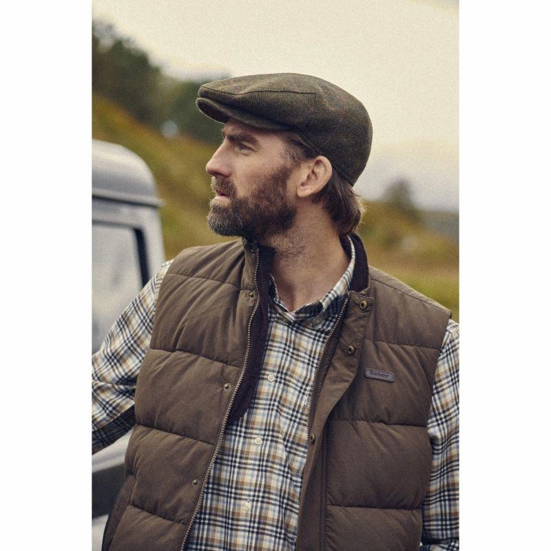 Barbour Cairn Mens Waterproof Tweed Flat Cap - Olive/Purple/Red Best Deal Online Hot Sale Frenzy