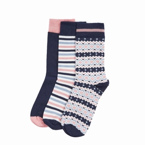 Shop Smart Save Barbour Claudia Fair Isle Sock Gift Set Pink/Navy