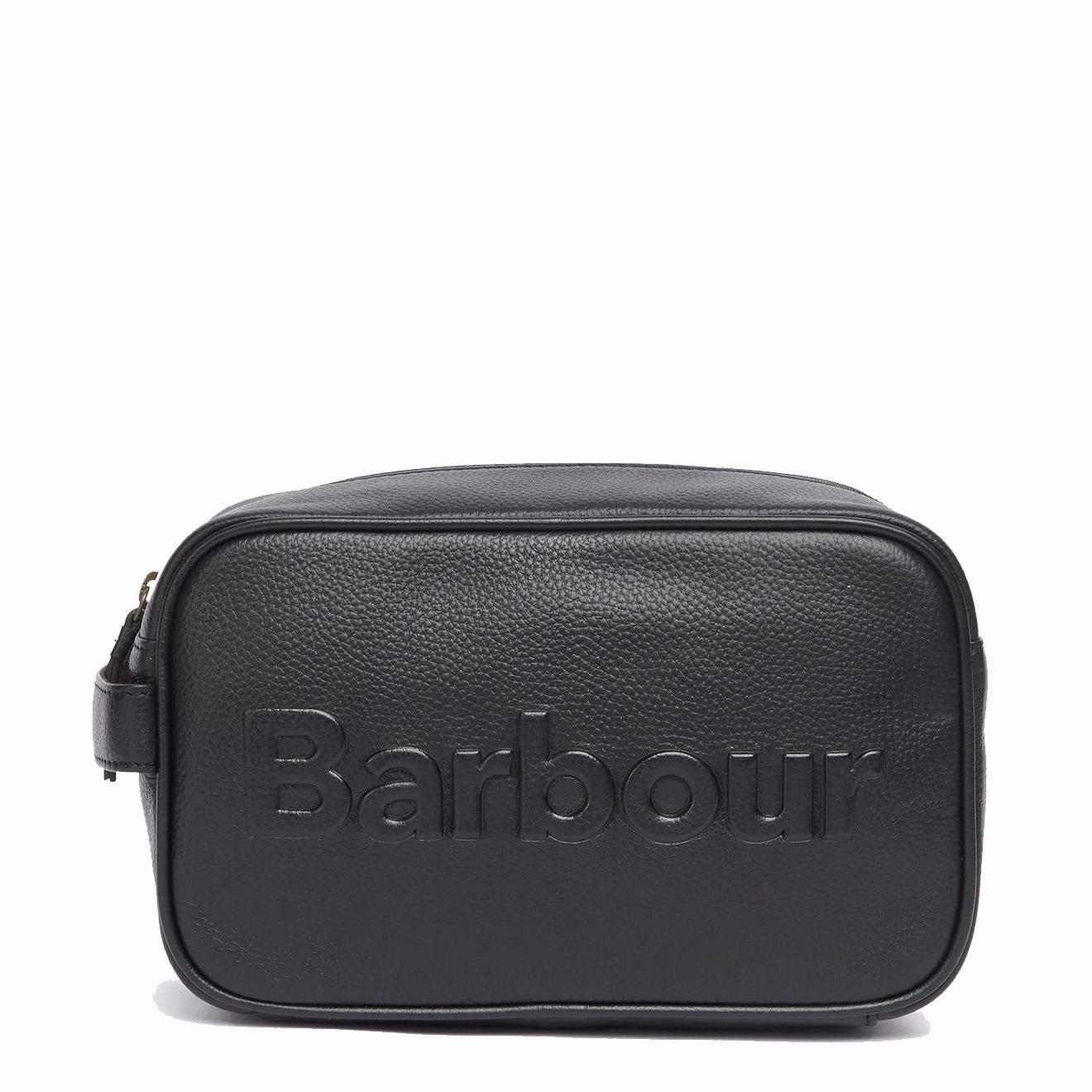 Clearance Savings Now Biggest Savings Now Barbour Debossed Logo Leather Wash Bag Classic Black