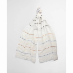 Steal the Deal Now Barbour Erica Ladies Stripe Scarf - Breeze Blue/Cloud
