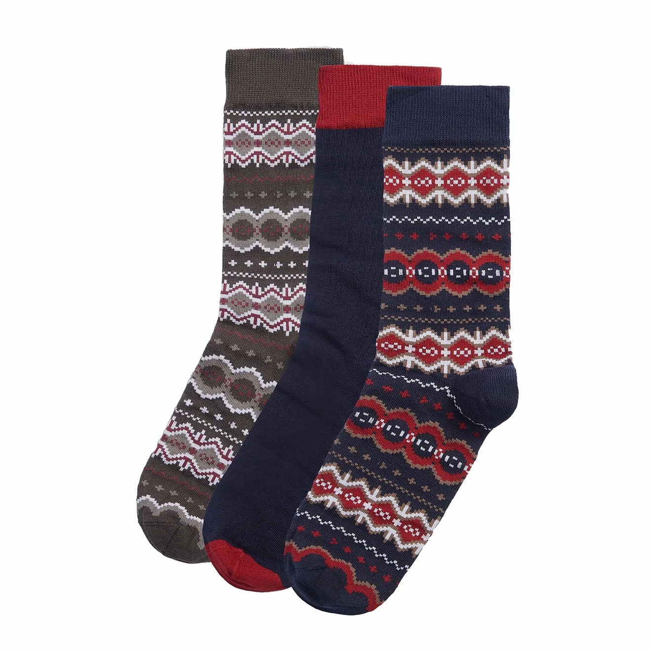 Barbour Fairisle Sock Gift Box Cranberry / Classic Black Slate Mix Trending Savings Now