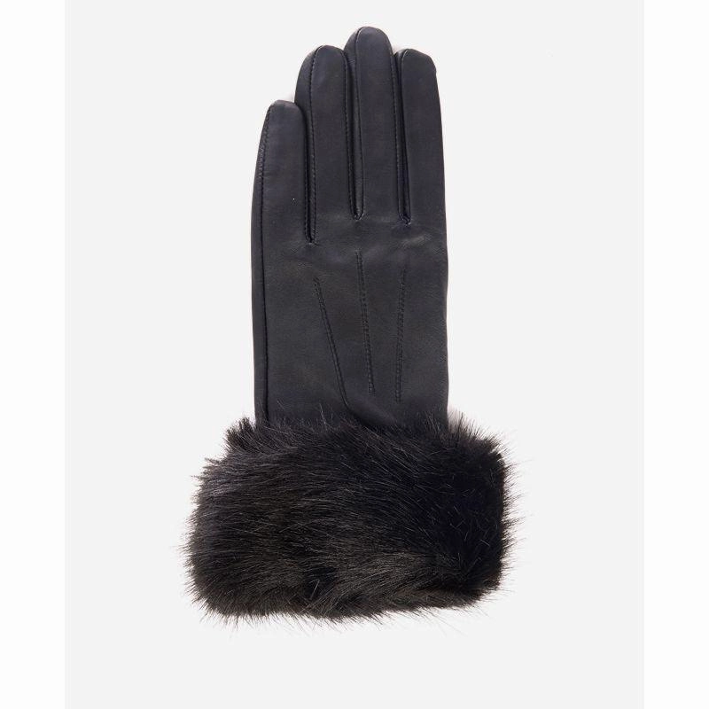 Limited Edition Offer Shop Hot Picks Barbour Fur Trimmed Ladies Leather Gloves - Black