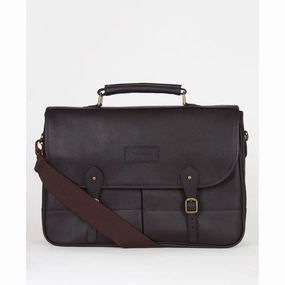 Barbour Leather Briefcase - Chocolate Exclusive Savings Event