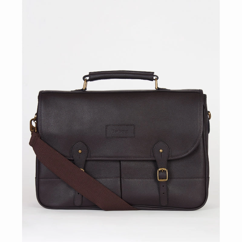 Barbour Leather Briefcase - Chocolate Exclusive Savings Event