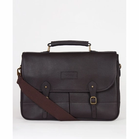 Barbour Leather Briefcase - Chocolate Exclusive Savings Event