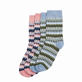 Barbour Louise Fair Isle Sock 2 Pack Set Pink/Loden Online Exclusive Savings Todays Trending Deals
