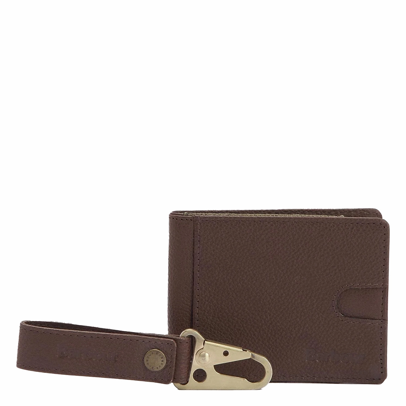 Barbour Padbury Leather Wallet & Fob Gift Set Dark Brown Clearance Steal Today