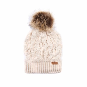 Grab Save Today Hot Clearance Now Barbour Penshaw Cable Ladies Pompom Hat - Blush Pink