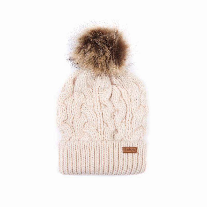 Grab Save Today Hot Clearance Now Barbour Penshaw Cable Ladies Pompom Hat - Blush Pink