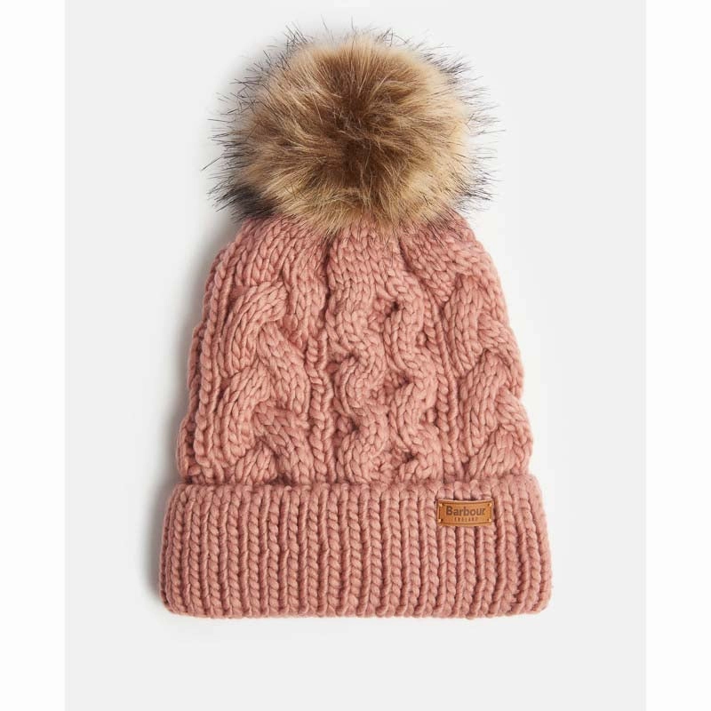 Shop Grab Offer Hot Offer Frenzy Barbour Penshaw Cable Ladies Pompom Hat - Dusty Rose