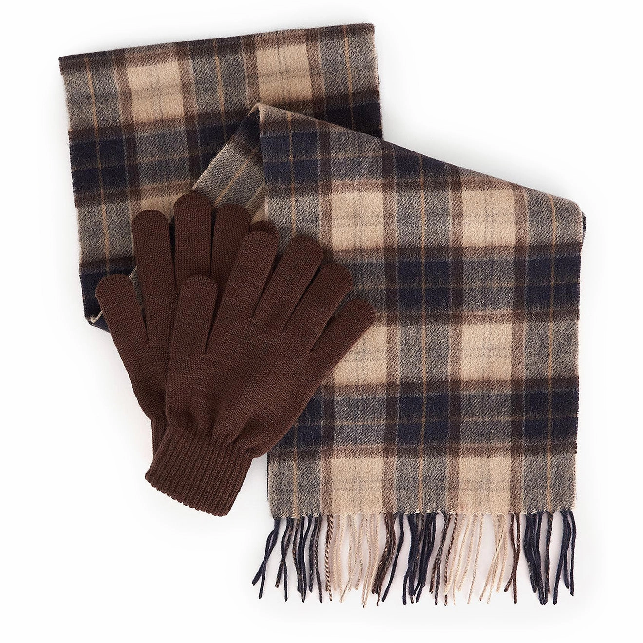 Barbour Tartan Scarf / Gloves Gift Set Autumn Dress Hot Price Drop Mega Online Discount