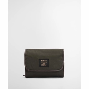Barbour Wax Hanging Washbag - Olive/Beacon Shop Grab Savings