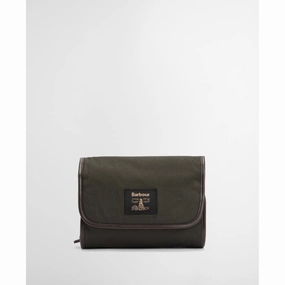 Barbour Wax Hanging Washbag - Olive/Beacon Shop Grab Savings