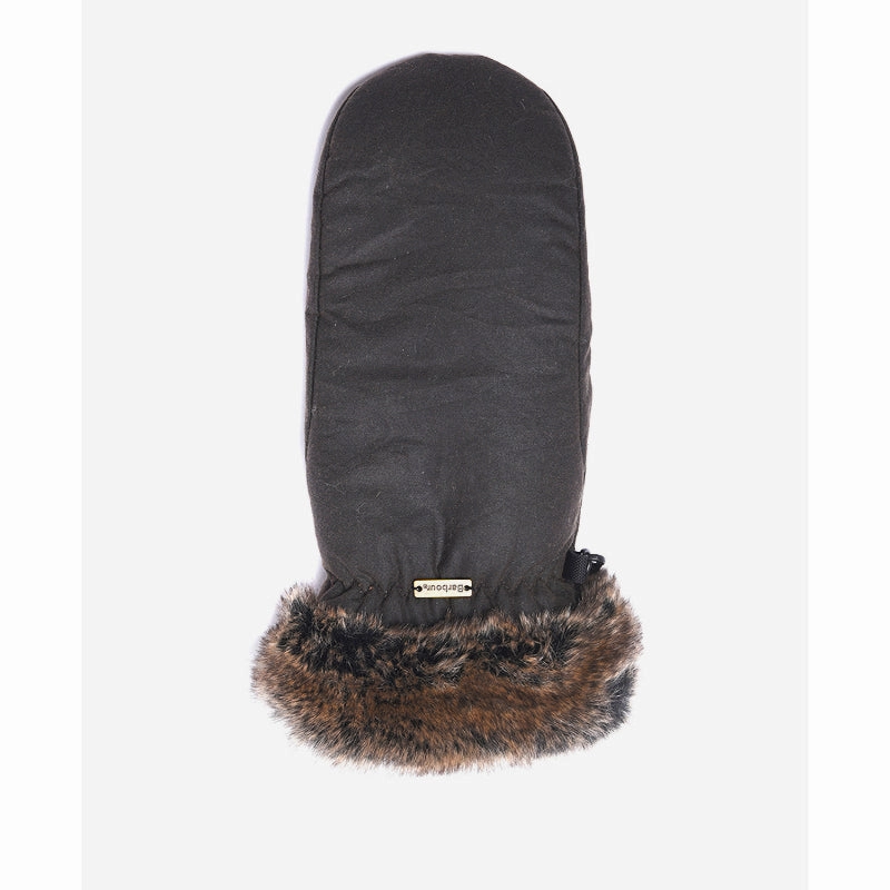 Best Price Today Clearance Event Barbour Wax Mittens With Fur Trim - Olive