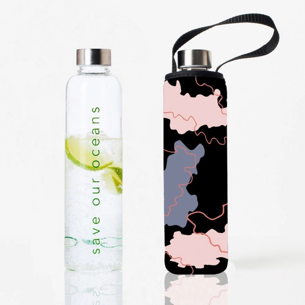 Limited Stock Deals Bbbyo Glass Water Bottle With Cover 1L - Continent