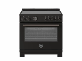 Bertazzoni PRO365ICFEPCAT 36 Inch Induction Range, 5 Heating Zones And Cast Iron Griddle, Electric Self-Clean Oven Carbonio