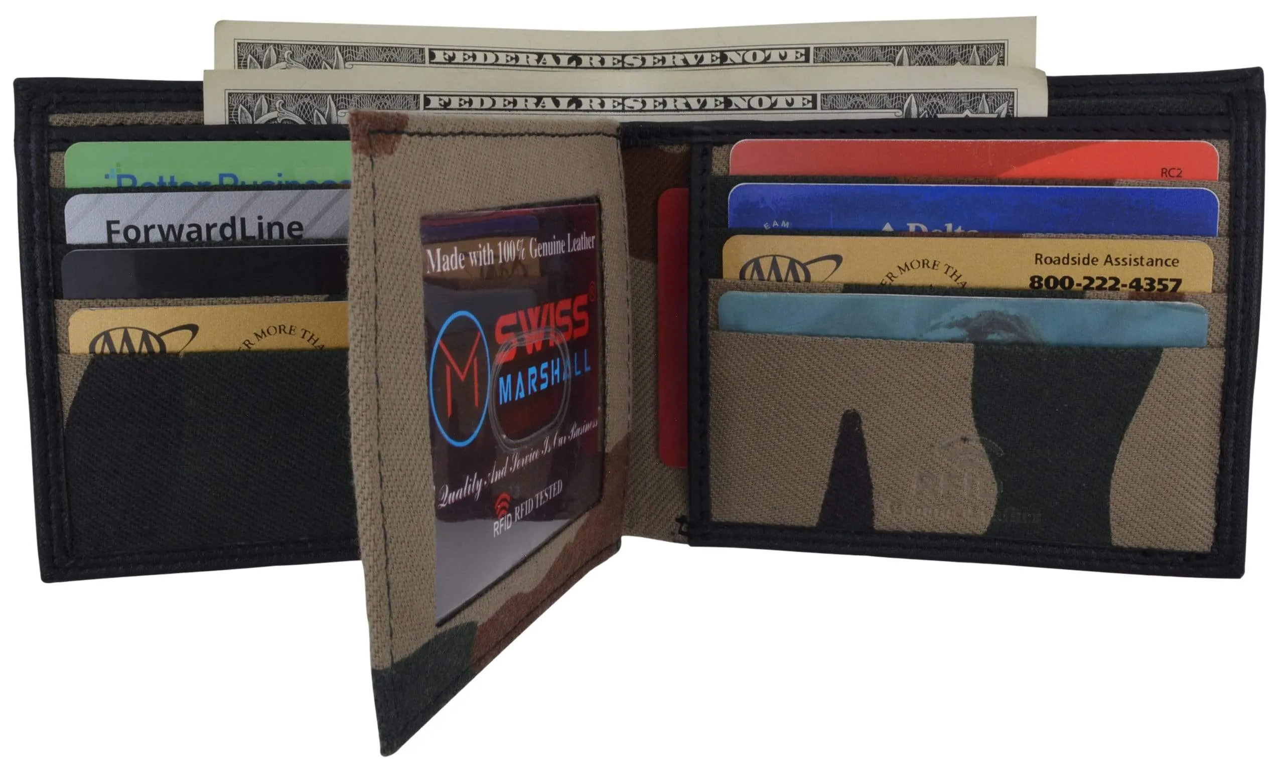 Weekend Flash Offer Men'S Rfid Blocking Premium Leather Bifold Multi-Card Compact Center Flip Wallet By Swiss Marshall