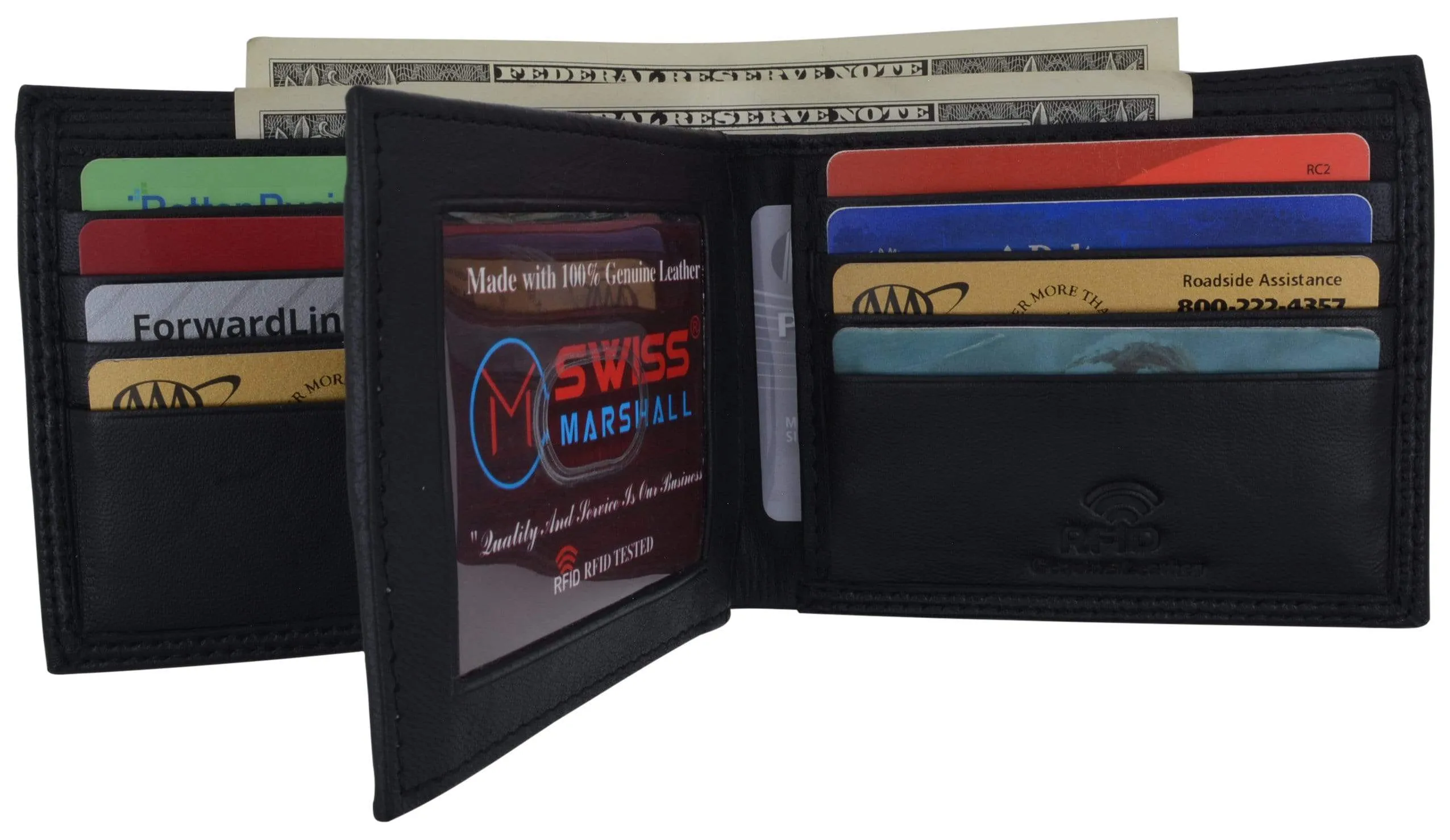 Special Savings Today Save More Now Men'S Rfid Blocking Premium Leather Bifold Multi-Card Compact Center Flip Wallet By Swiss Marshall