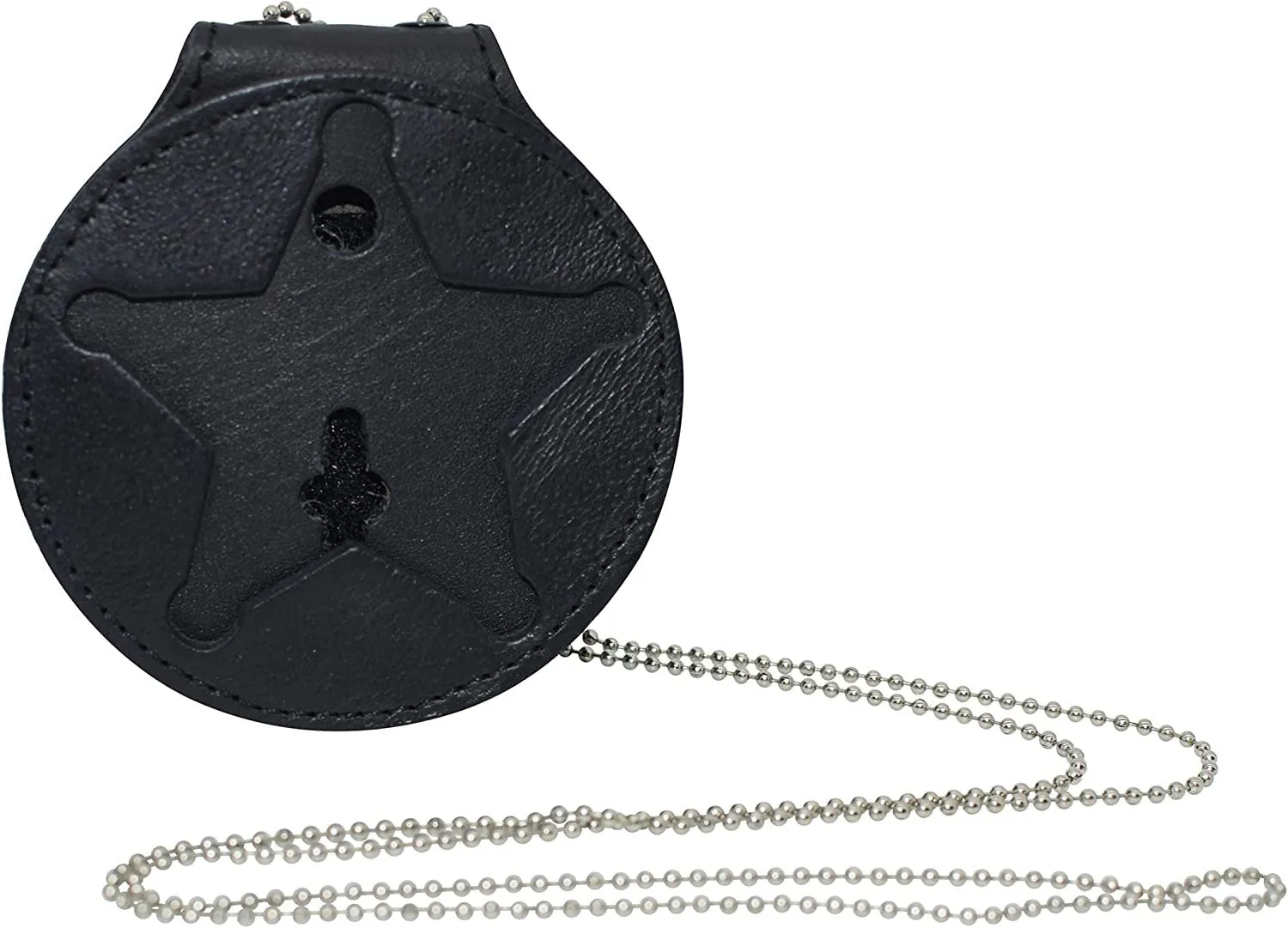 Rfid Blocking Leather Shield Wallets Florida Sheriff Five-Point Star Badge Holder And Neck Chain Black Hot Item Clearance Weekend Flash Offer