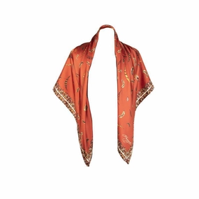 Clare Haggas Birds Of A Feather Large Twill Silk Scarf - Russet Dont Miss These Savings Surprise Discount Today