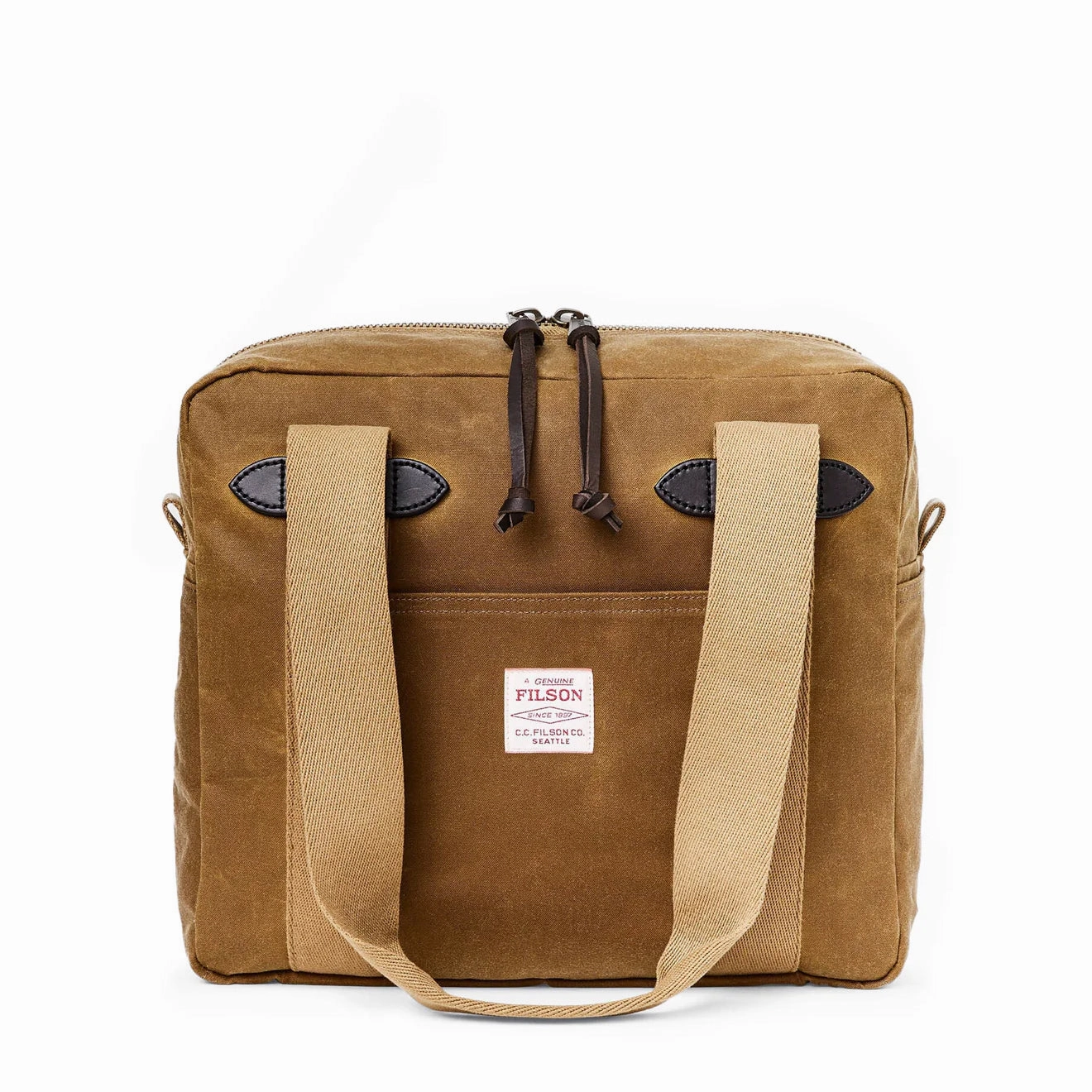Shop Save Today Online Deal Frenzy Filson Tin Cloth Tote Bag With Zipper Dark Tan
