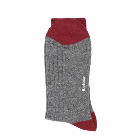 Barbour Houghton Socks Mid Grey/Red Trendy Picks Today Clearance Sale Now