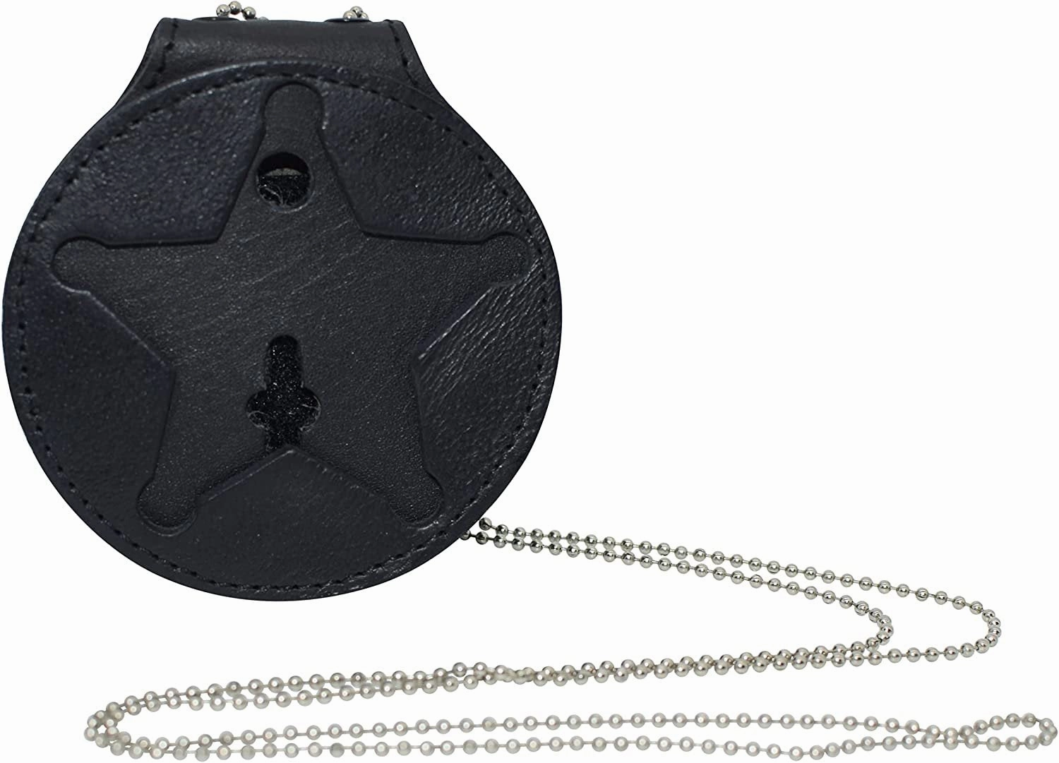 Rfid Blocking Leather Shield Wallets Florida Sheriff Five-Point Star Badge Holder And Neck Chain Black Hot Item Clearance Weekend Flash Offer