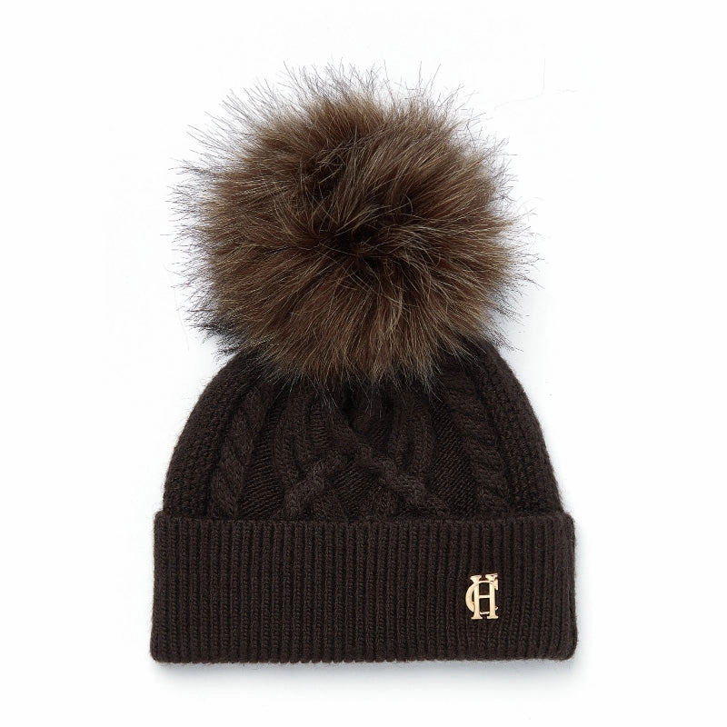 Clearance Steal Today Holland Cooper Cortina Ladies Bobble Hat - Chocolate Mink