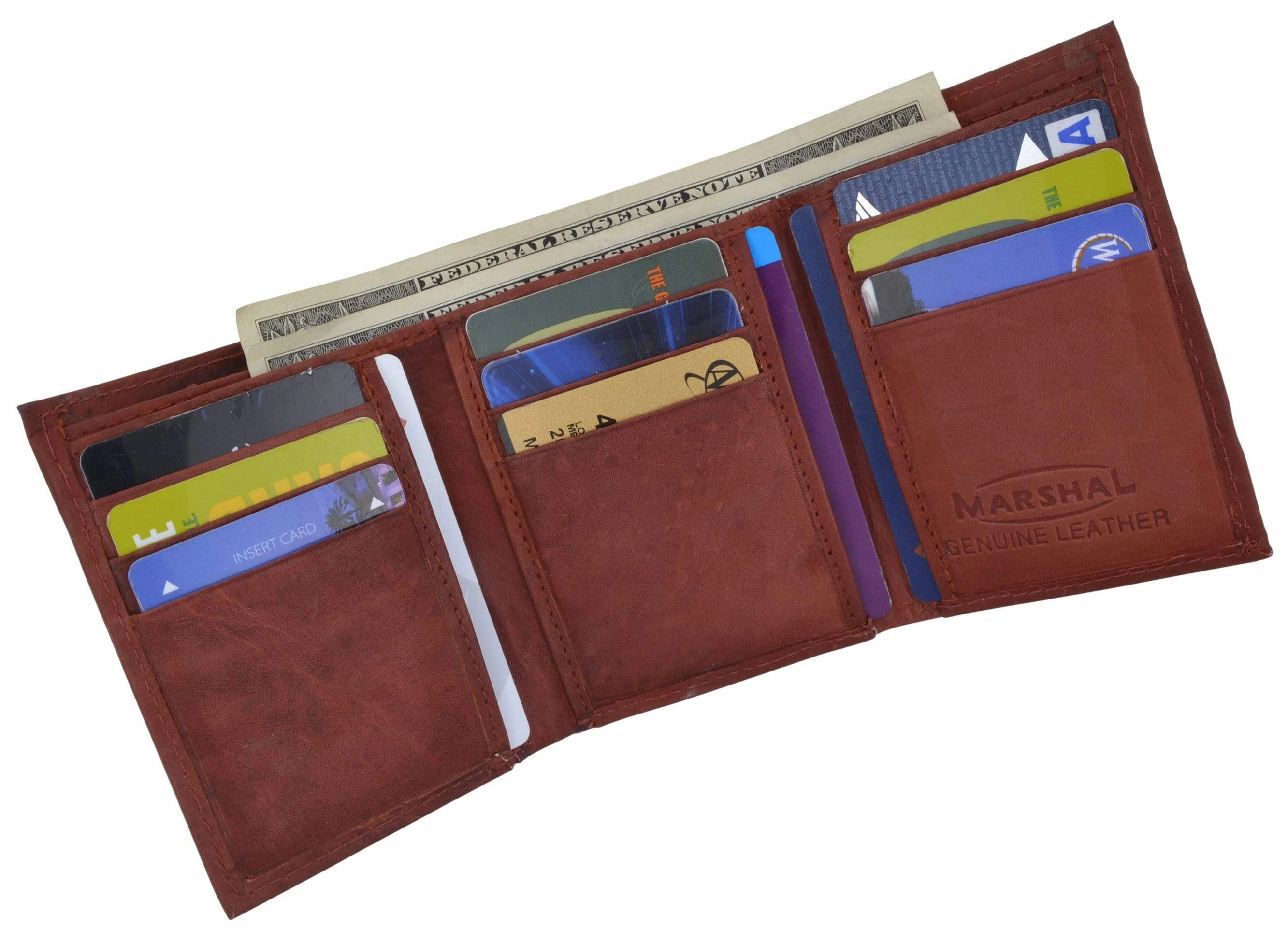 Grab the Deal Now Genuine Cowhide Leather Credit Card Holder With Outside Id Window Trifold Wallet 1355 Cf