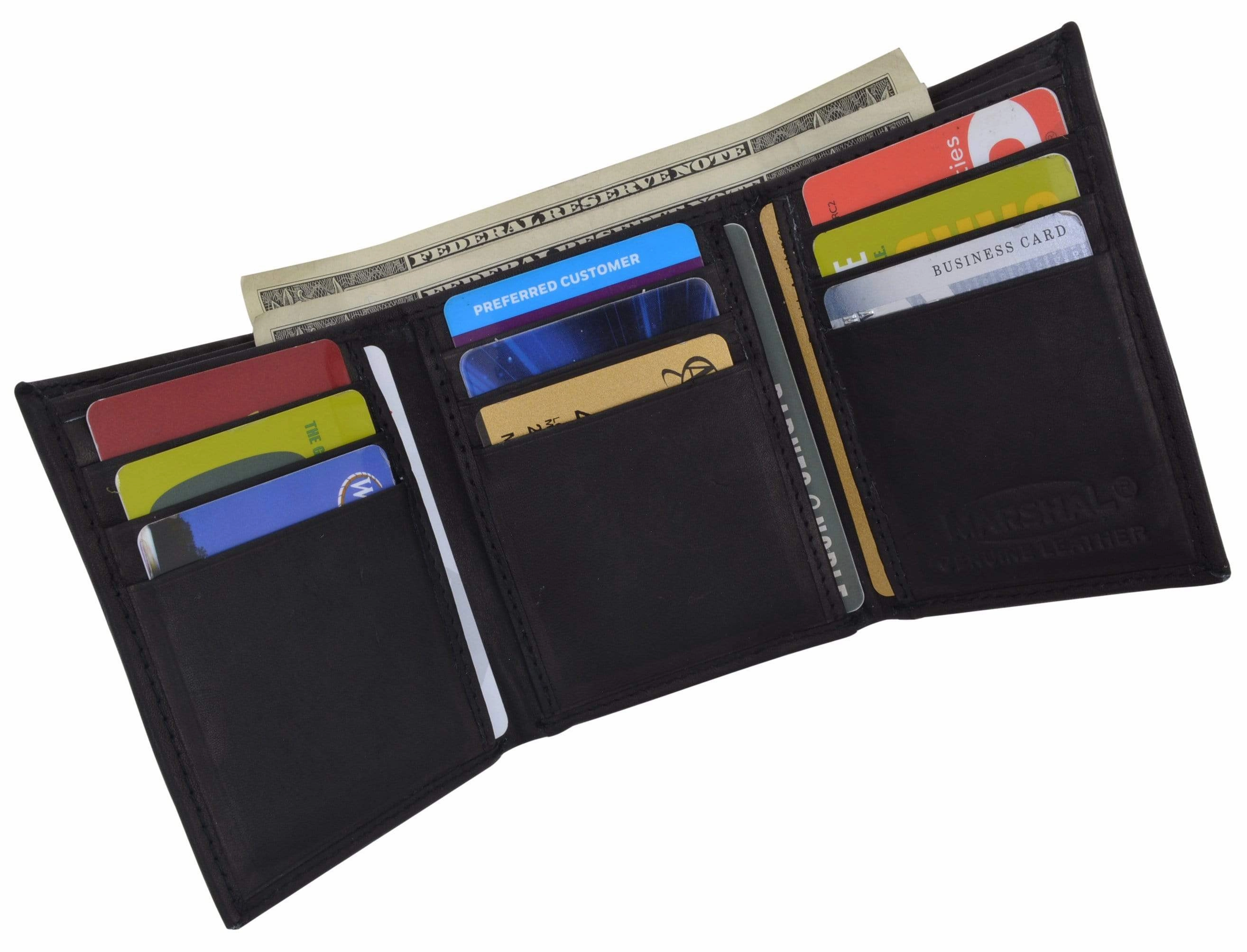 Genuine Cowhide Leather Credit Card Holder With Outside Id Window Trifold Wallet 1355 Cf Todays Hot Pick Clearance Event Alert