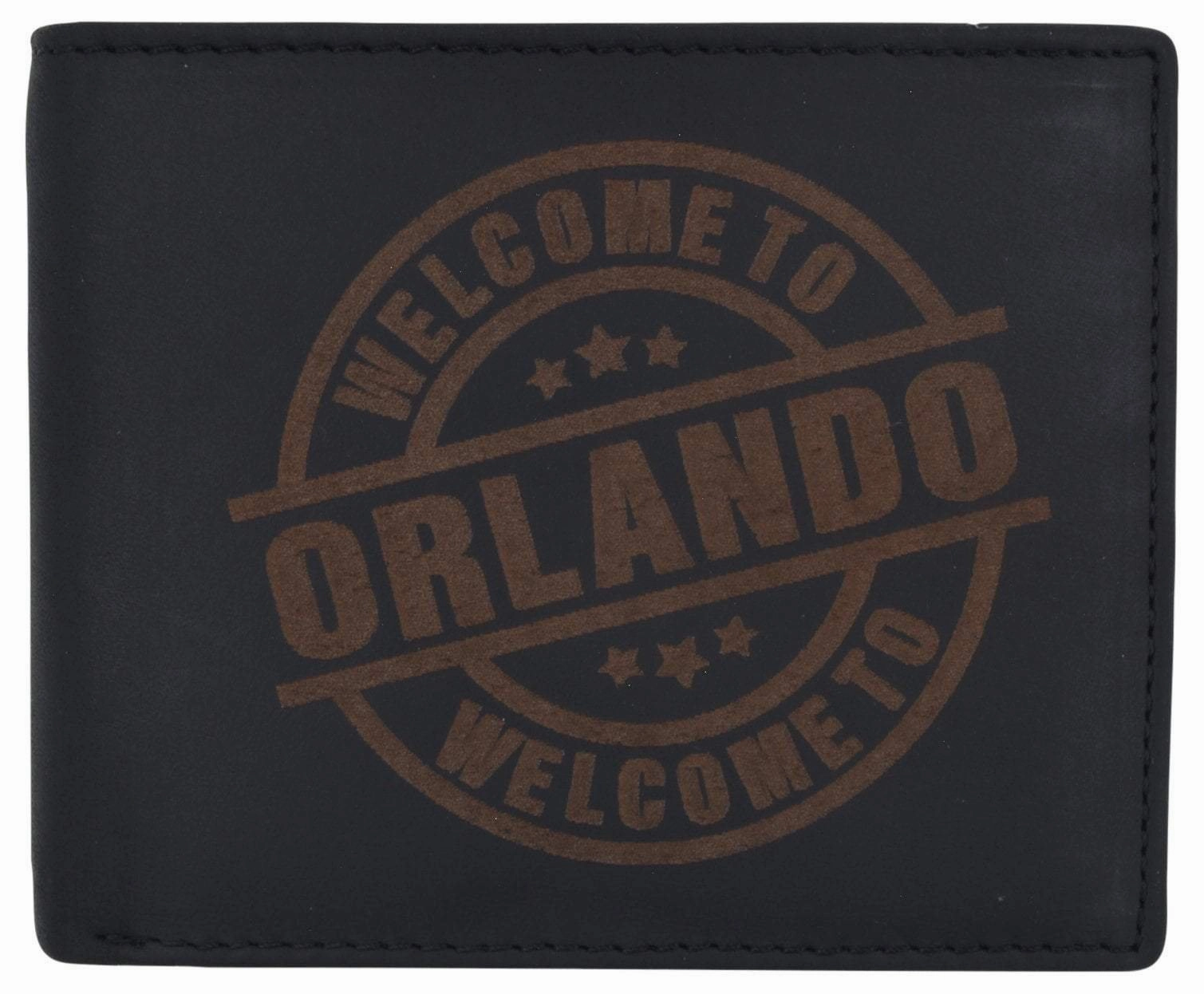 Dont Wait Save Today Genuine Leather Bifold Welcome To Orlando Rfid Men'S Wallet