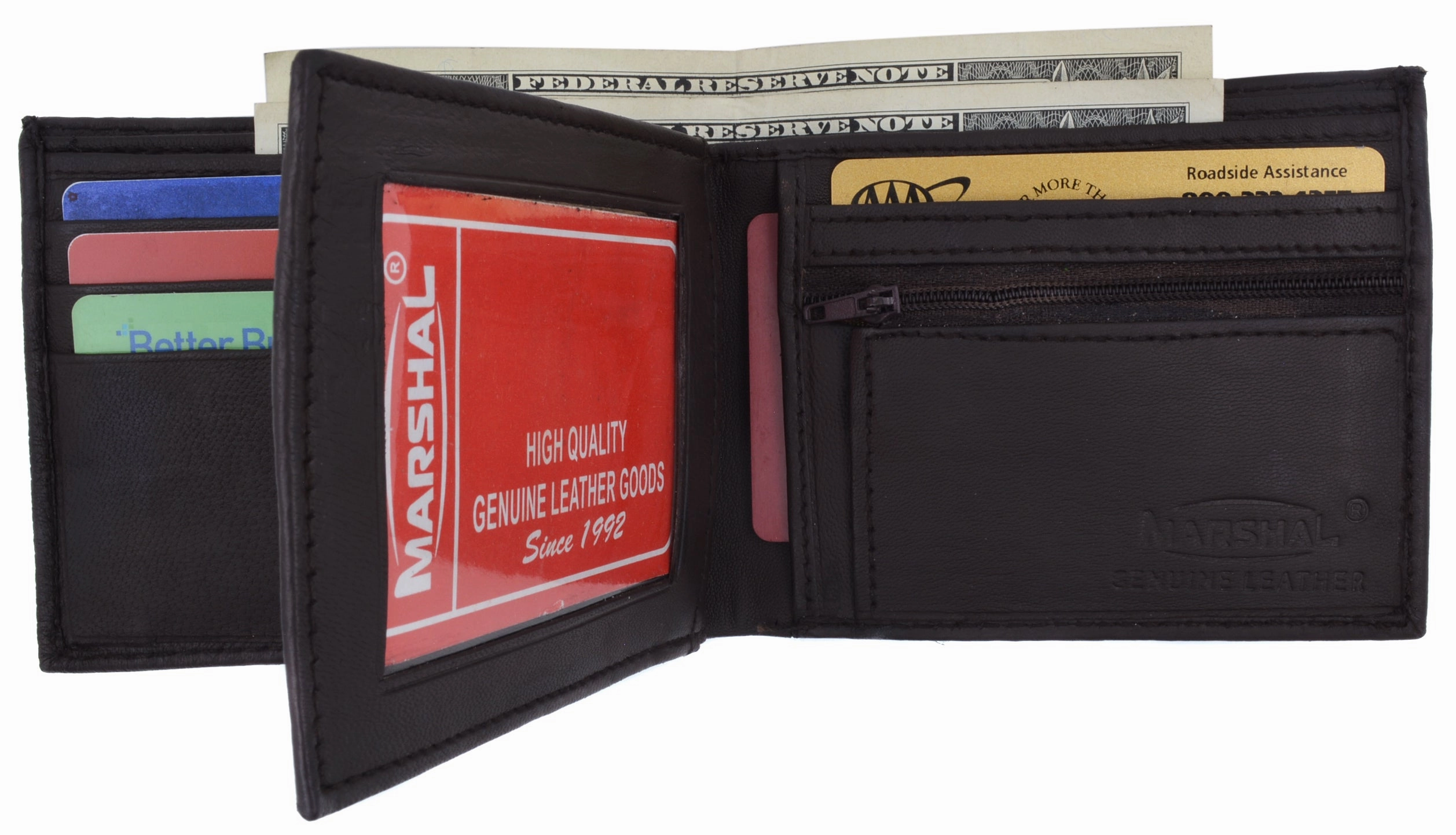Bifold Leather Wallet W/ Middle Id Flap 3052 Exclusive Deal Inside