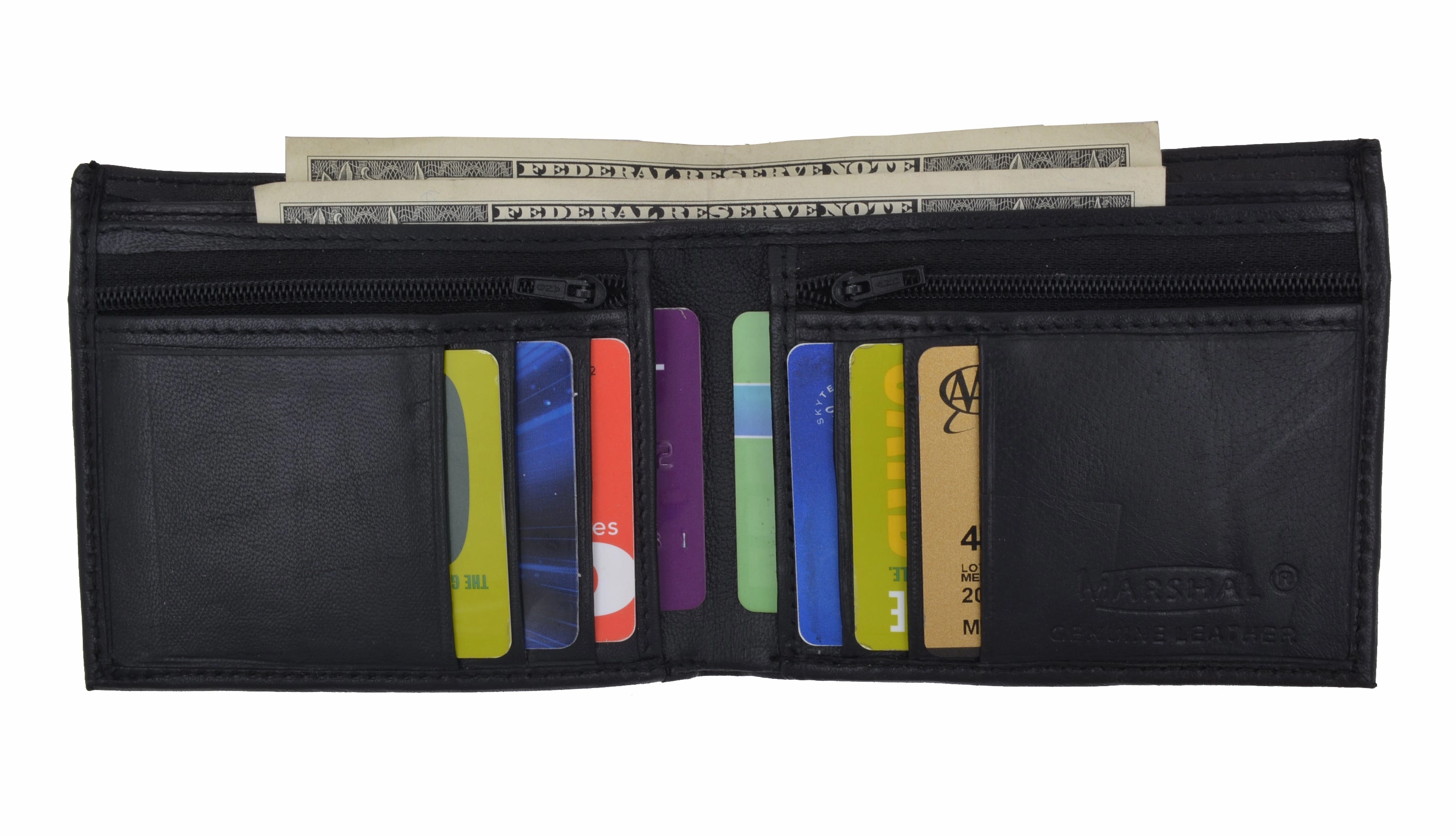 Clearance Alert Now Limited Stock Offer Bifold Mens Leather Dual Zippered Change Pockets Credit Card Holder Wallet 1618