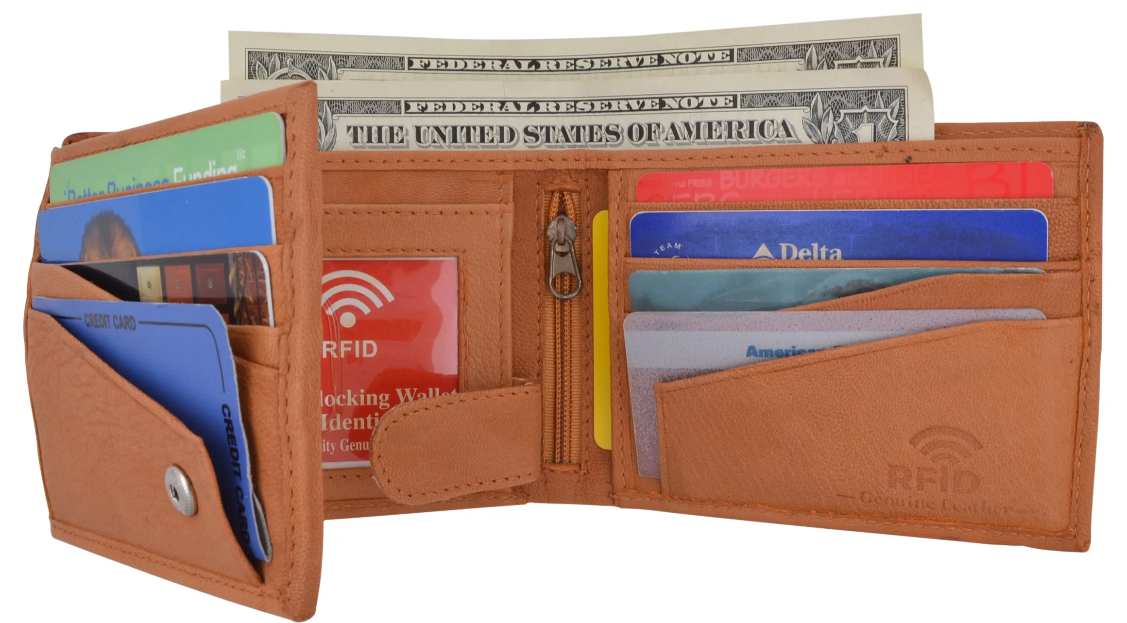 Daily Clearance Deal Mens Rfid Blocking Leather Credit Card Id Snap Holder Bifold Wallet
