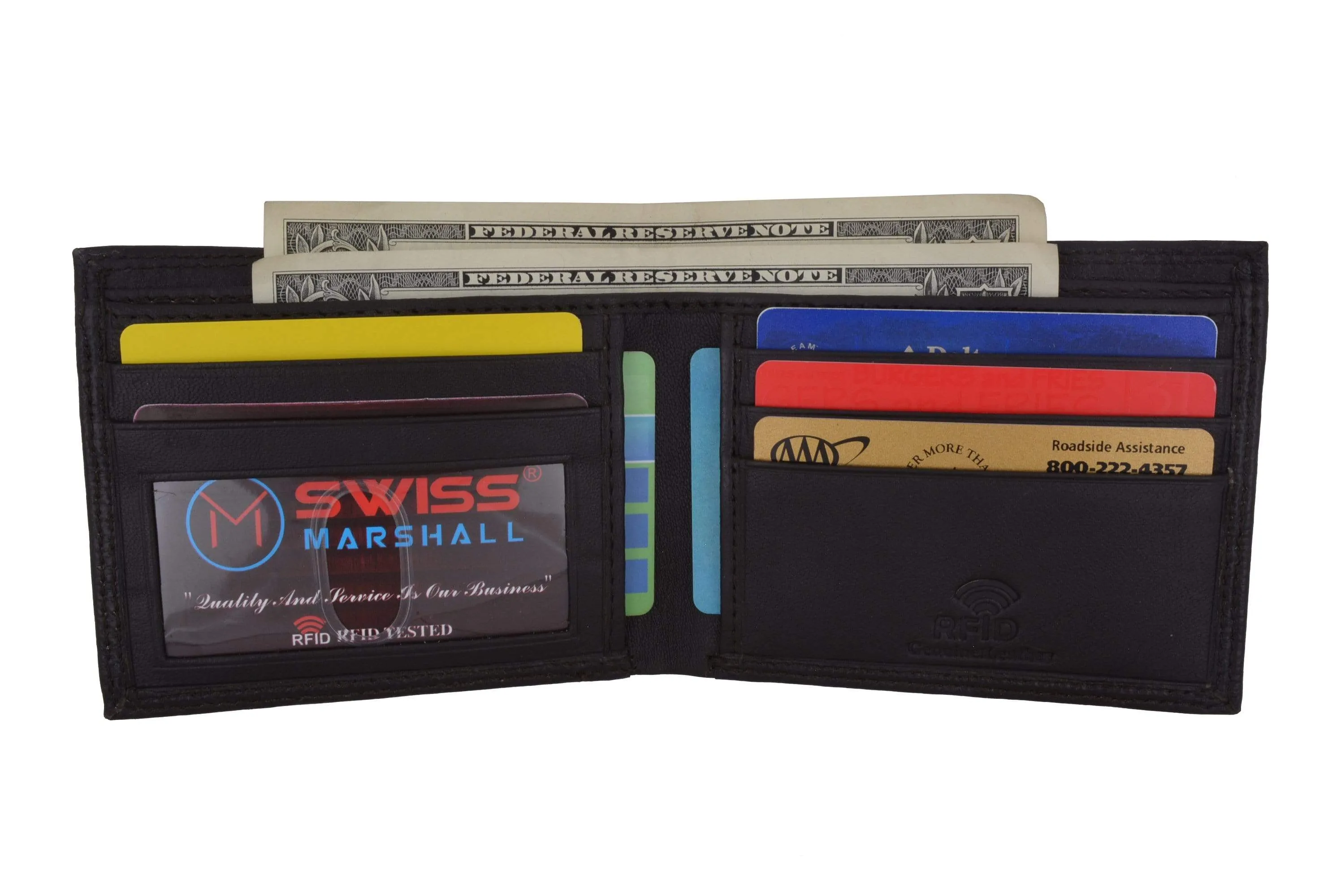 Trending Offer Today Best Price Online Men'S Slim Bifold Rfid Blocking Premium Genuine Leather Credit Card Id Wallet By Swiss Marshall