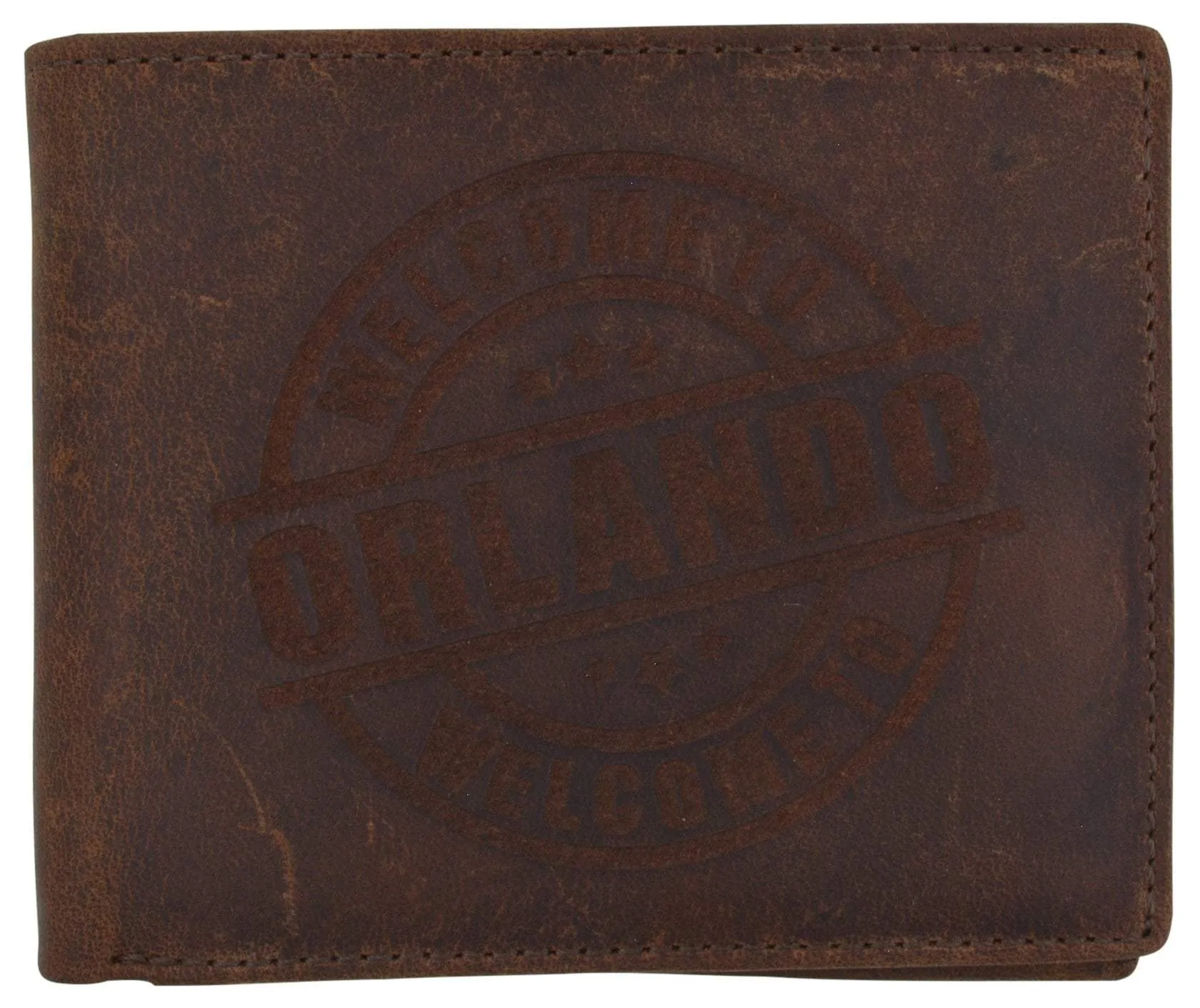 Genuine Leather Bifold Welcome To Orlando Rfid Men'S Wallet Limited Time Discount Big Price Drop