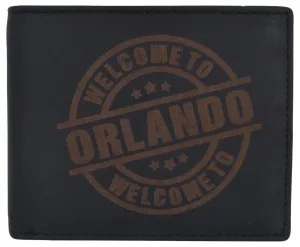 Special Deals Online Genuine Leather Bifold Welcome To Orlando Rfid Men'S Wallet