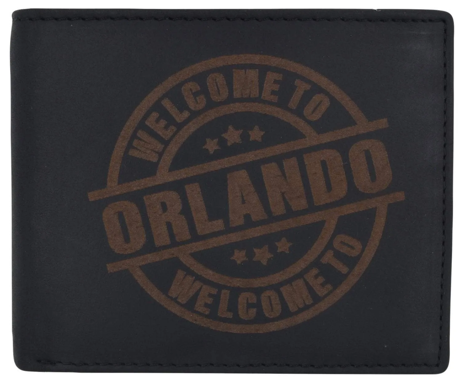 Special Deals Online Genuine Leather Bifold Welcome To Orlando Rfid Men'S Wallet
