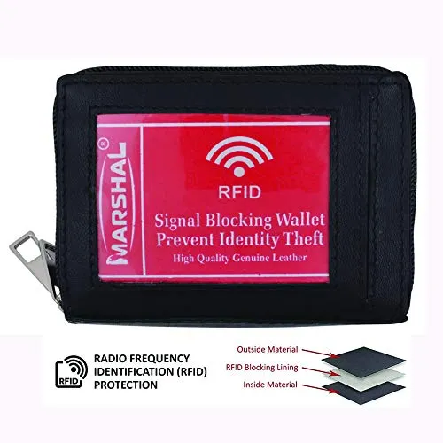 Marshal Leather Rfid Identity Safe Double Zippered Accordion Wallet Hot Pick Deal