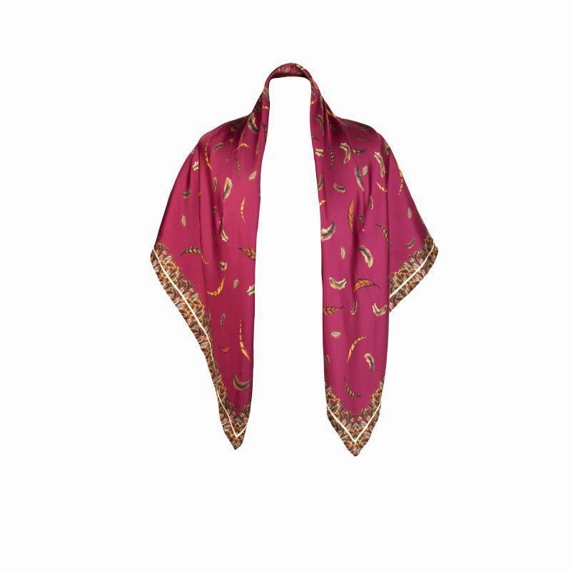 Todays Mega Savings Clare Haggas Birds Of A Feather Large Twill Silk Scarf - Mulberry