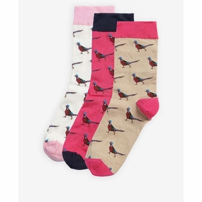 Daily Deal Frenzy Barbour Pheasant Ladies Sock Gift Set - Pink Dahlia