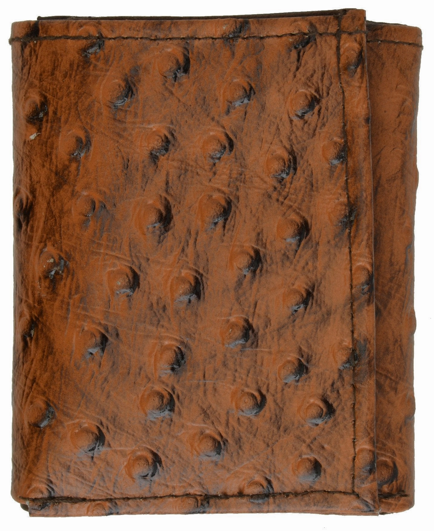 Ostrich Print Cowhide Leather Trifold Wallet With Id Window & Credit Card Slots 71107 Os Gift Sale Event