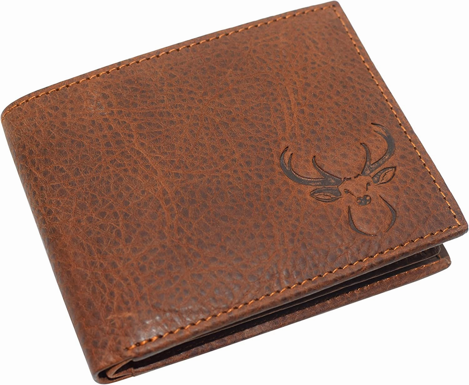 Deer Men'S Rfid Blocking Real Leather Bifold Trifold Wallet Biggest Savings Now