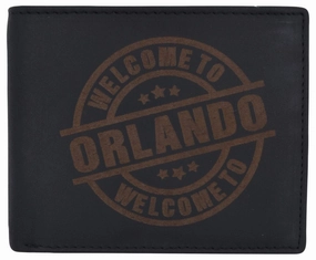 Special Deals Online Genuine Leather Bifold Welcome To Orlando Rfid Men'S Wallet