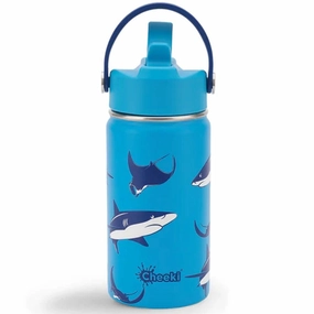 Cheeki Insulated Little Adventurer Kids Water Bottles 400Ml - Sharks Clearance Alert Now