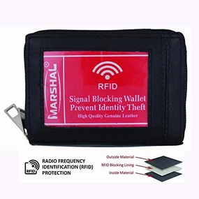 Marshal Leather Rfid Identity Safe Double Zippered Accordion Wallet Hot Pick Deal