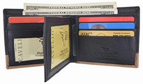 Men'S Center Flap Double Id Bifold Premium Leather Wallet Daily Hot Deal Special Price Today