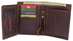 Large Rfid Genuine Vintage Leather Card Holder Bifold Trifold Wallet Snap Closure 2 Id Windows For Men Todays Hot Pick Price Drop Alert